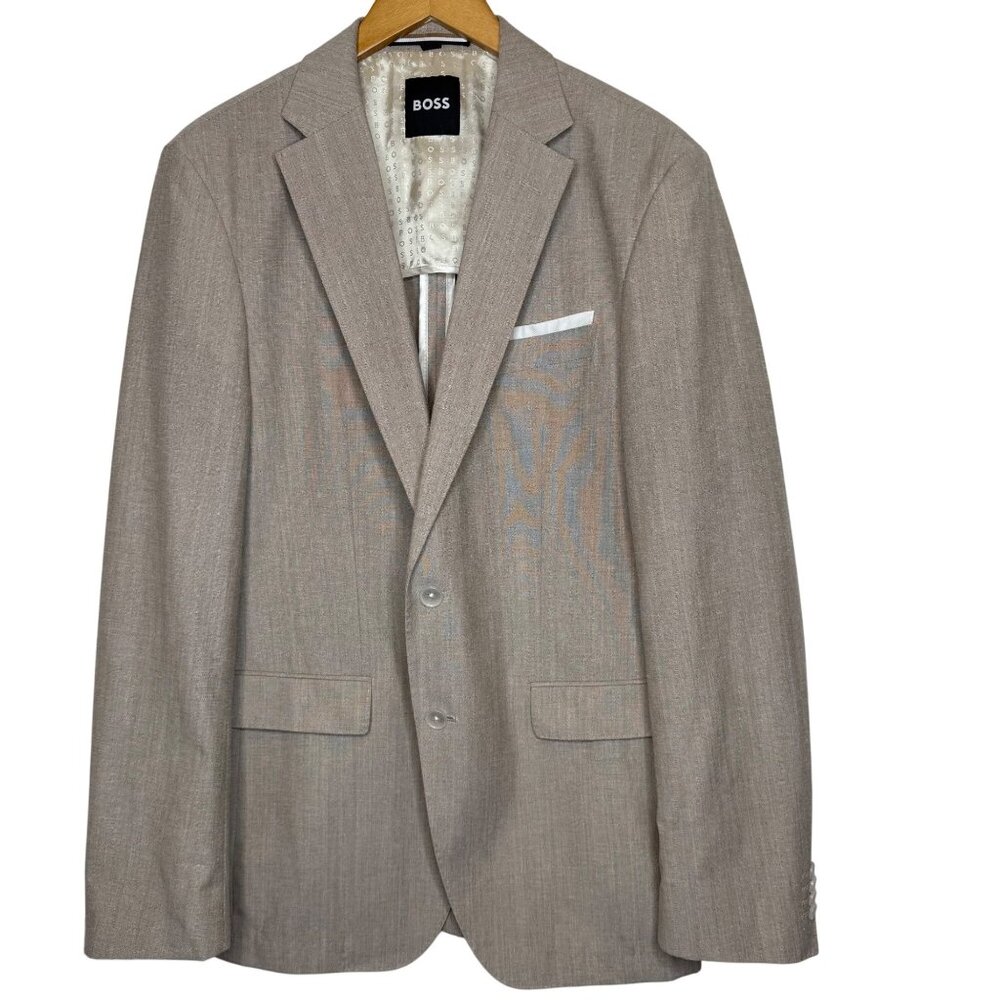 Hugo Boss Slim Fit Hutson Suit Jacket Beige Size 42L NWOT